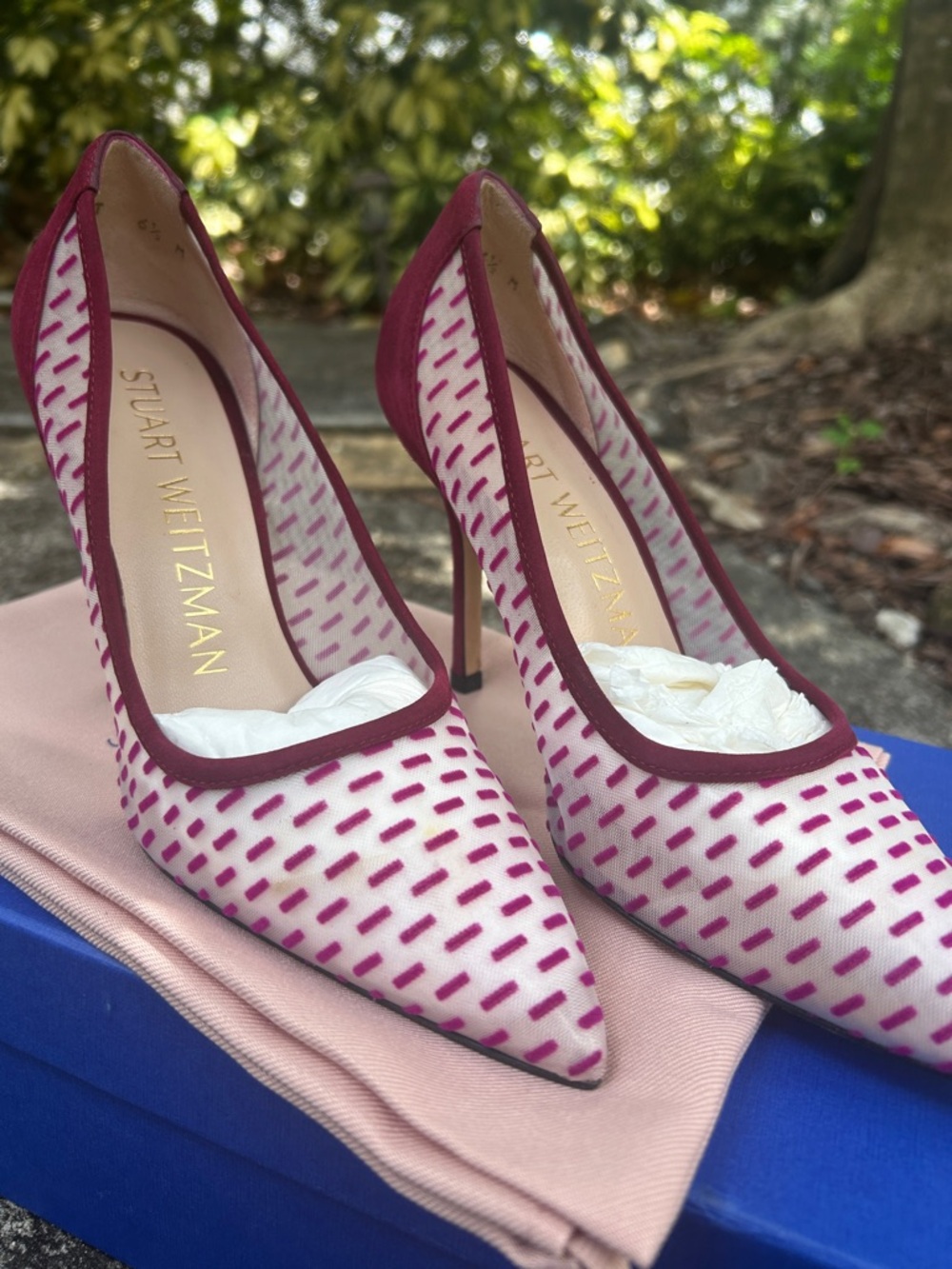 Stuart Weitzman Pink Patterned Pointed-Toe Heels- ***worn for 2 hours